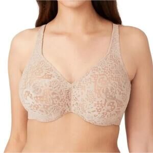 Wacoal Halo Lace Bra Womens 36DDD Toast Full Figure Underwire Supportive Tan